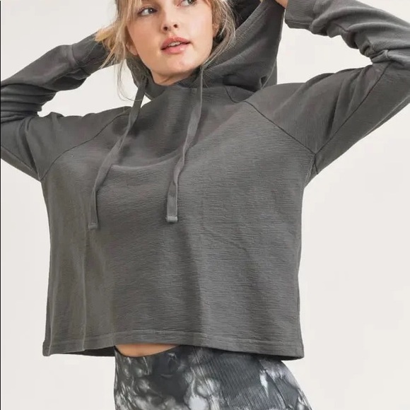 Mono B - NWT Mineral Wash Jacquard Hoodie Pullover - Mauve. Medium remains - Picture 5 of 5